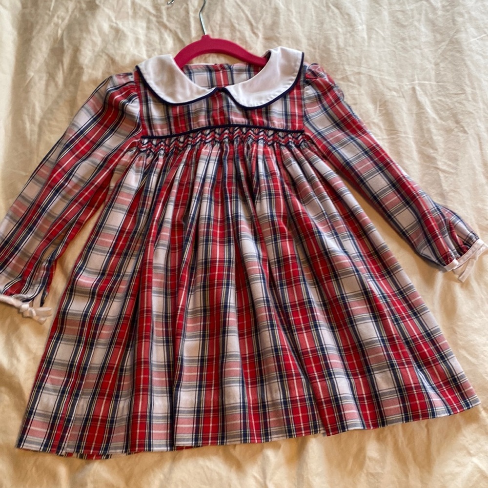Smocked plaid dress, size 3T